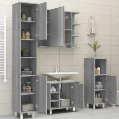 Hoge Kasten-vidaXL - Kolomkast met 2 deuren - Grijs sonoma eiken - Hout - 30x30x179 cm