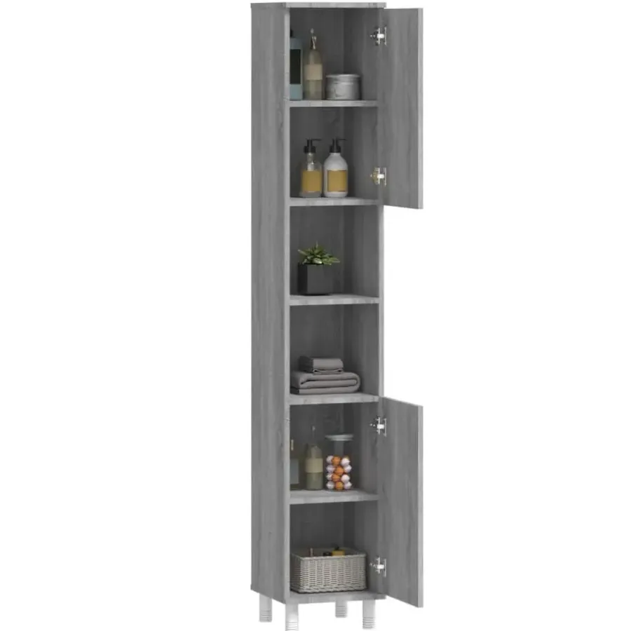 Hoge Kasten-vidaXL - Kolomkast met 2 deuren - Grijs sonoma eiken - Hout - 30x30x179 cm