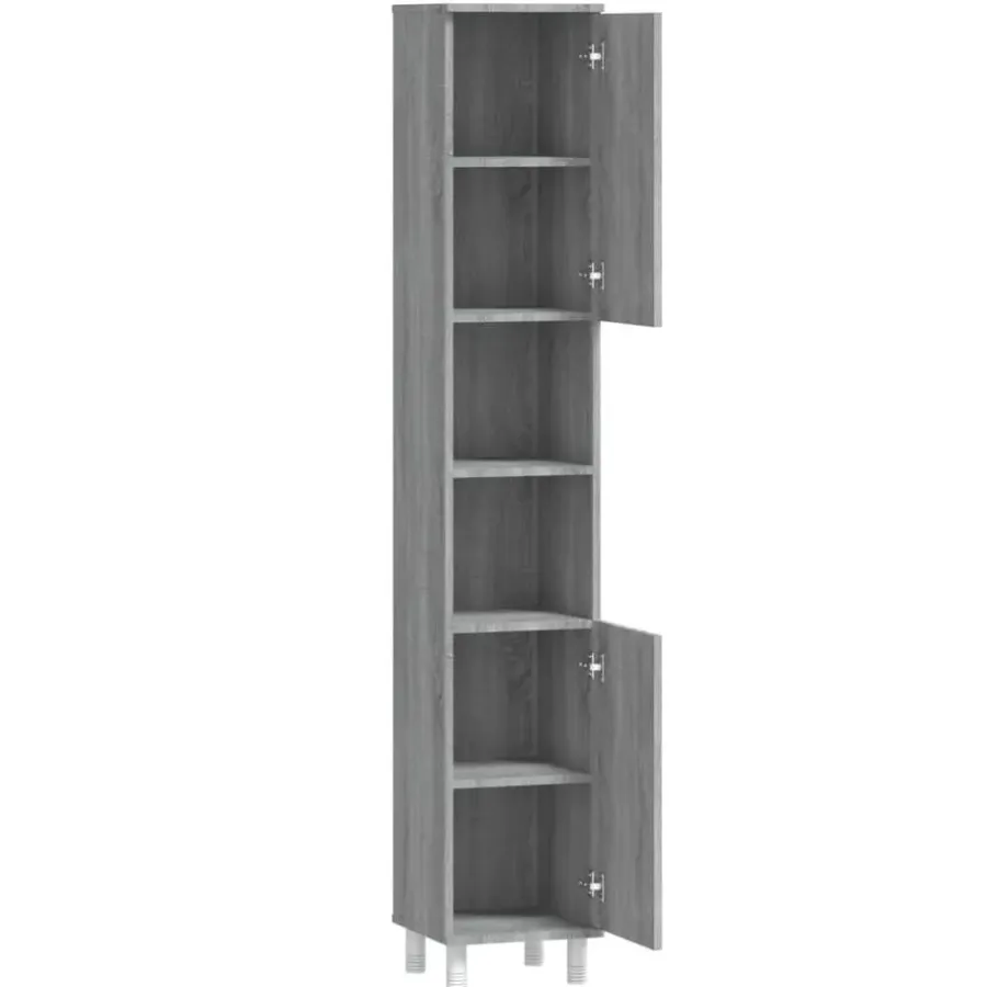 Hoge Kasten-vidaXL - Kolomkast met 2 deuren - Grijs sonoma eiken - Hout - 30x30x179 cm