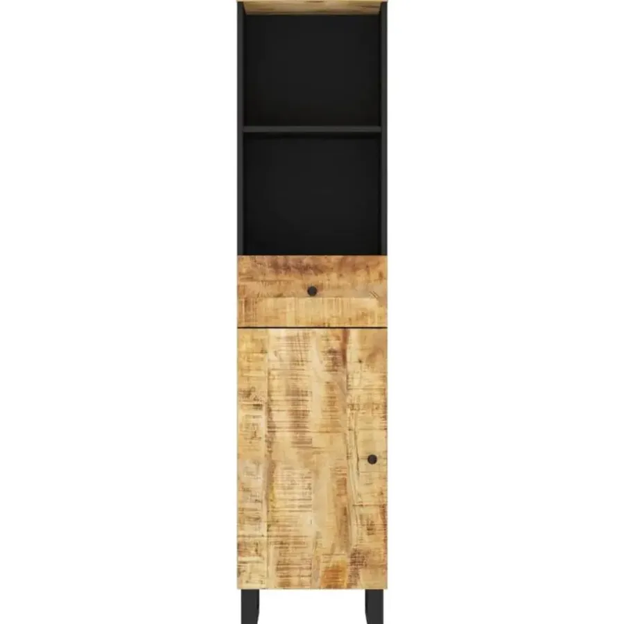vidaXL - Kolomkast met 1 lade 1 deur 2 vakken - Lichtbruin - Hout - 38x33x160 cm