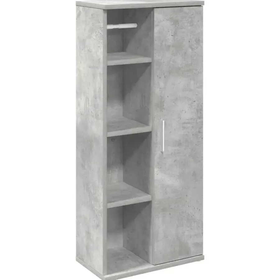 vidaXL - Kolomkast met rolhouder - Betongrijs - Bewerkt hout - 39x22x90 cm