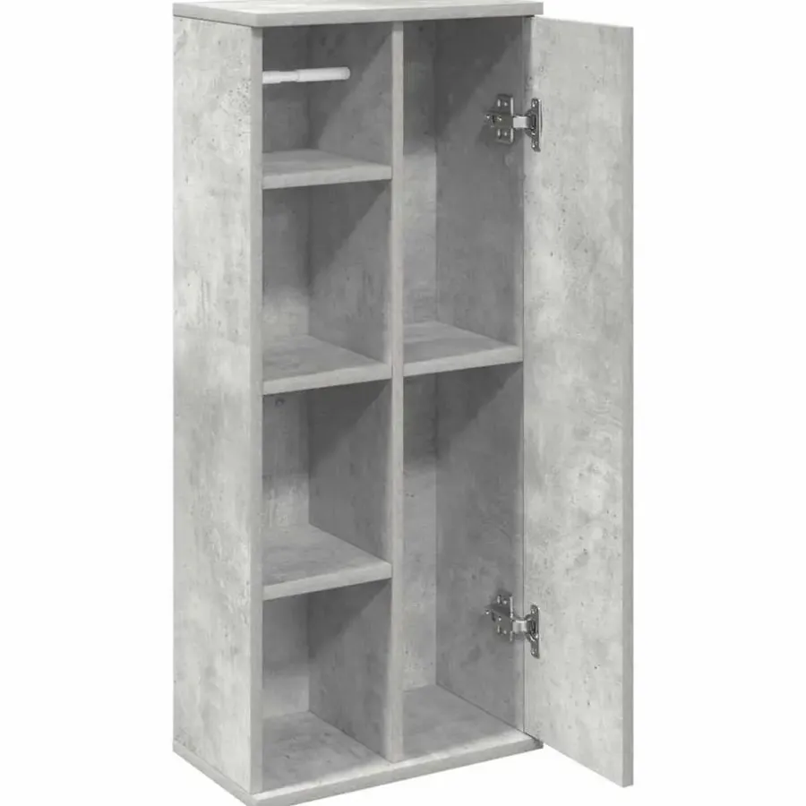 vidaXL - Kolomkast met rolhouder - Betongrijs - Bewerkt hout - 39x22x90 cm