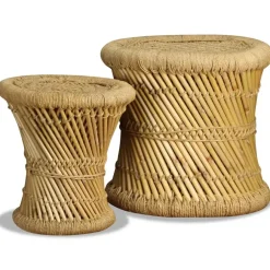 vidaXL - Kruk - Bruin - Bamboe - 2 stuks