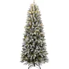 Kerstbomen-vidaXL - Kunstkerstboom met 150 LED's en sneeuw 150 cm - Groen en wit - PVC