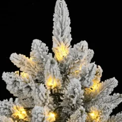 Kerstbomen-vidaXL - Kunstkerstboom met 150 LED's en sneeuw 150 cm - Groen en wit - PVC