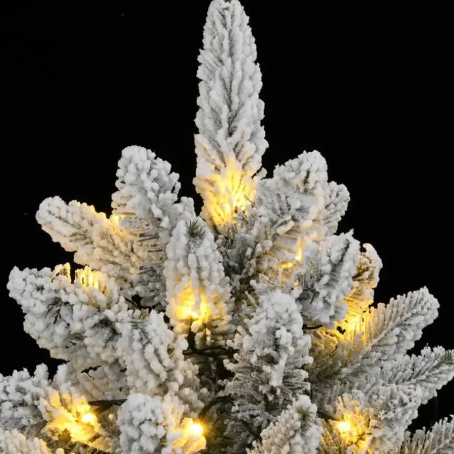 Kerstbomen-vidaXL - Kunstkerstboom met 150 LED's en sneeuw 150 cm - Groen en wit - PVC