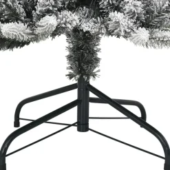 Kerstbomen-vidaXL - Kunstkerstboom met 150 LED's en sneeuw 150 cm - Groen en wit - PVC