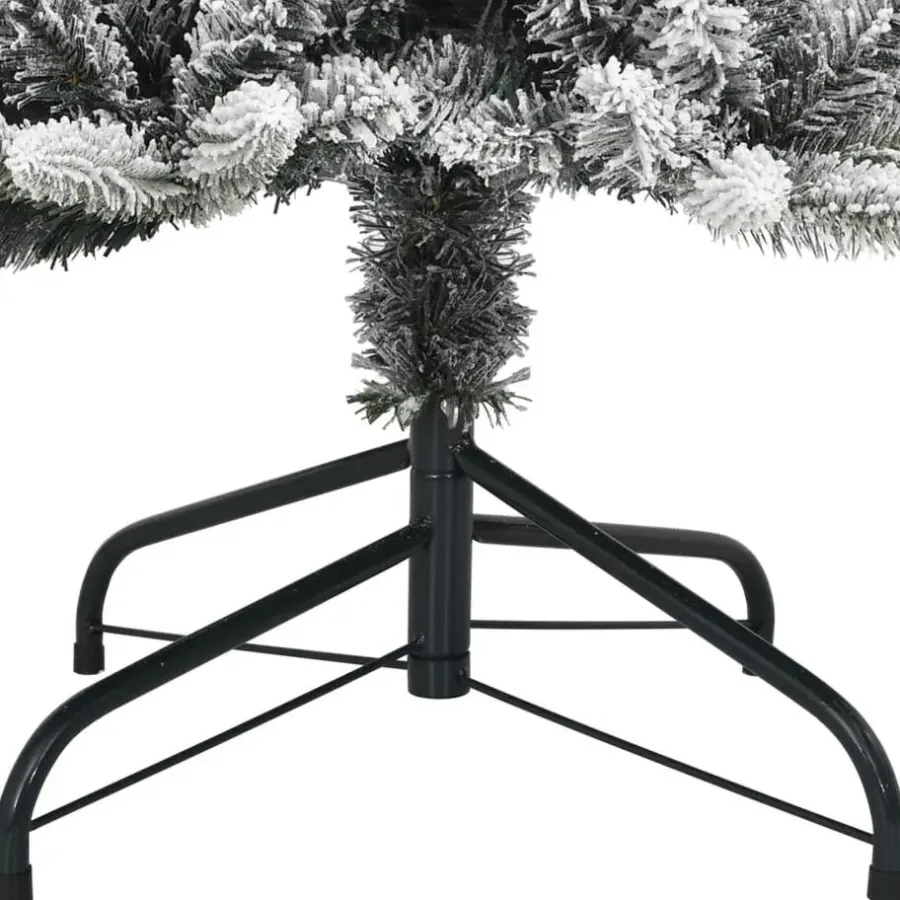 Kerstbomen-vidaXL - Kunstkerstboom met 150 LED's en sneeuw 150 cm - Groen en wit - PVC