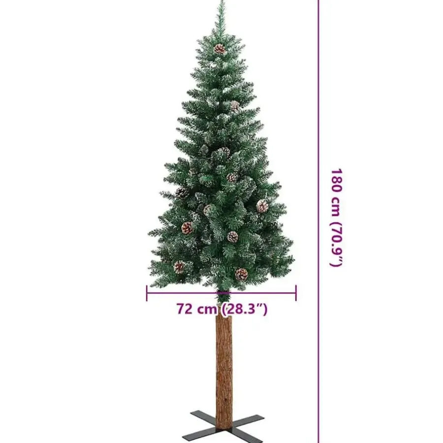 vidaXL - Kunstkerstboom met zwarte ballen 180 cm - Groen en wit - PVC en hout