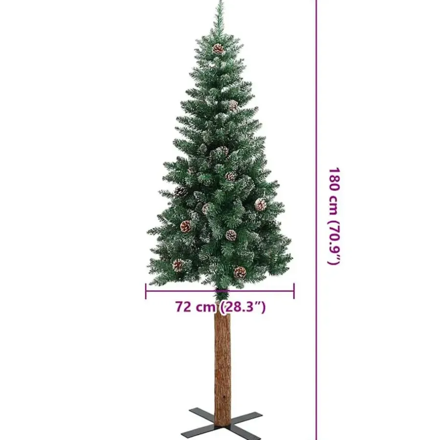 vidaXL - Kunstkerstboom met zwarte ballen 180 cm - Groen en wit - PVC en hout