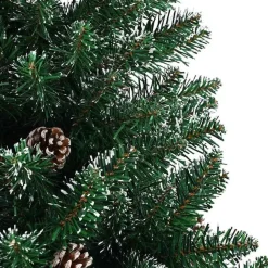 vidaXL - Kunstkerstboom met roze ballen 180 cm - Groen en wit - PVC en hout