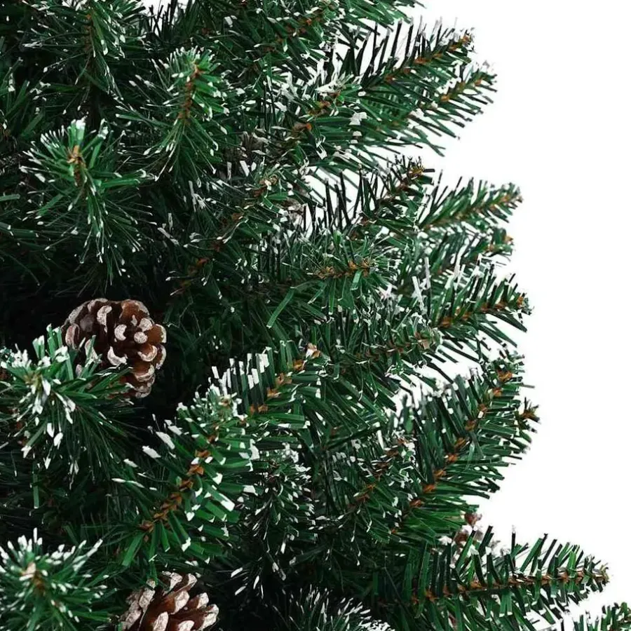 vidaXL - Kunstkerstboom met roze ballen 180 cm - Groen en wit - PVC en hout
