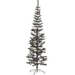 Kerstbomen-vidaXL - Kunstkerstboom met 486 tips en staal standaard 240 cm - Zwart - PVC