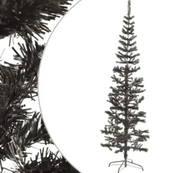 Kerstbomen-vidaXL - Kunstkerstboom met 486 tips en staal standaard 240 cm - Zwart - PVC