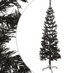 Kerstbomen-vidaXL - Kunstkerstboom met 265 tips en staal standaard 150 cm - Zwart - PVC