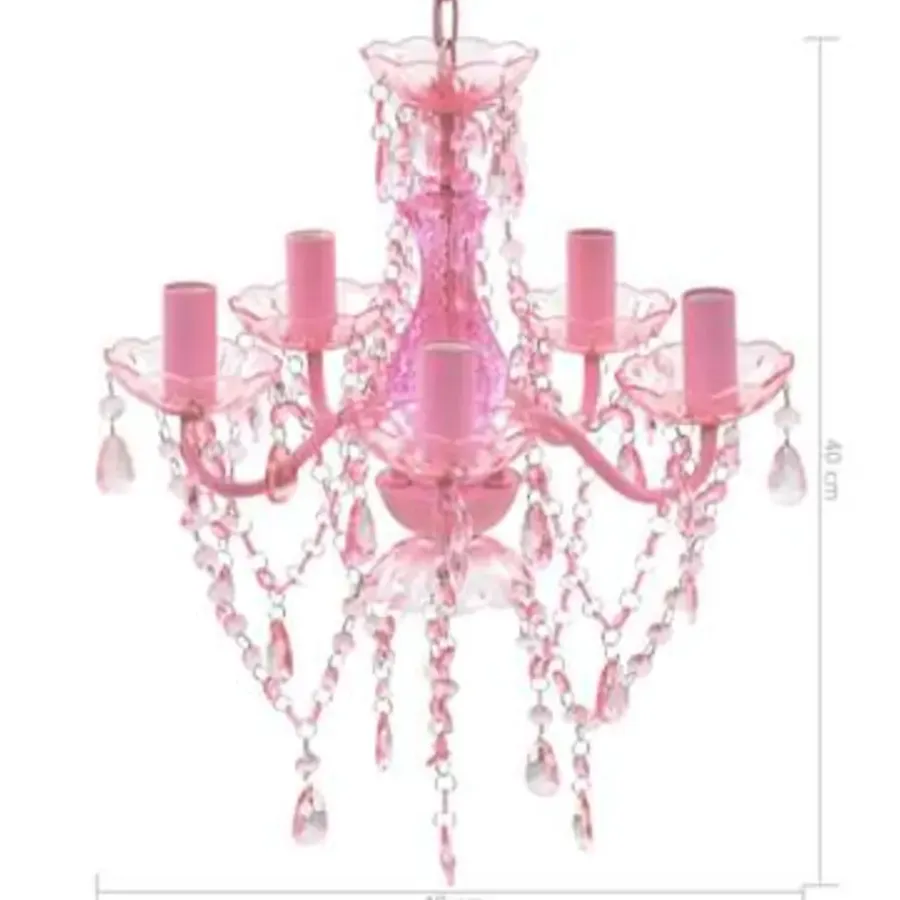 Kroonluchters-vidaXL - Kunstmatige Kristallen Glazen Plafondlamp - Roze - Glas