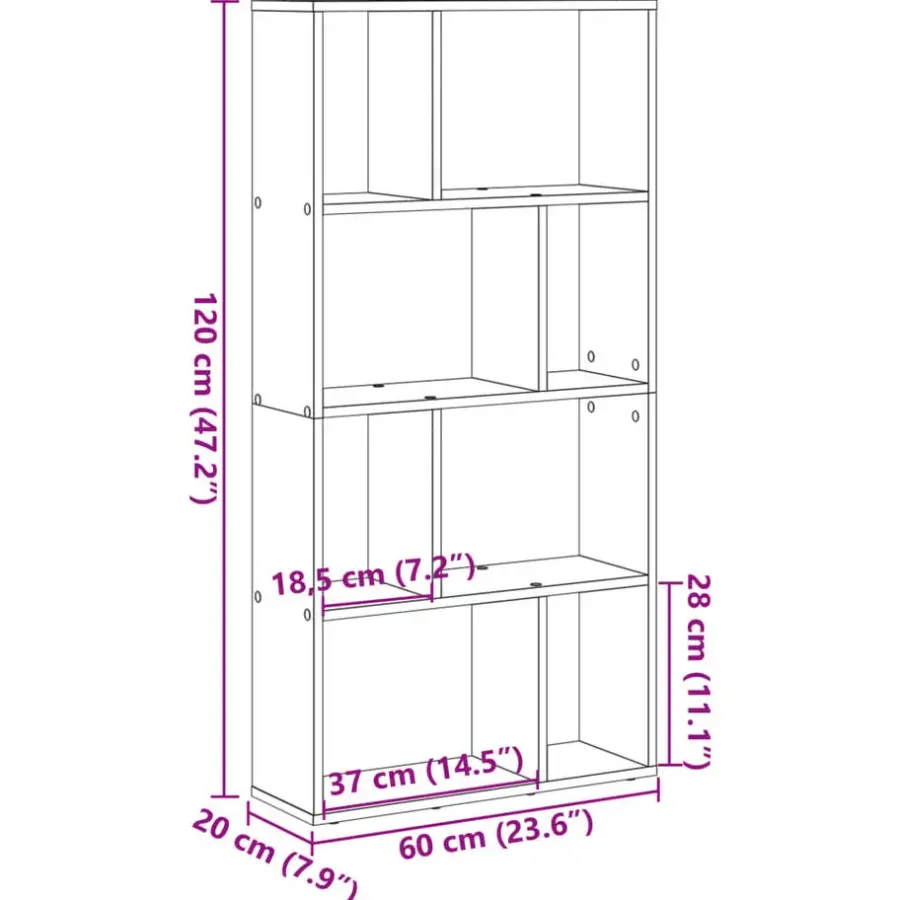 Boekenkasten|Boekenkasten-vidaXL - 4-laags Boekenkast voor woonkamers - Wit - Hout - 60x20x120 cm