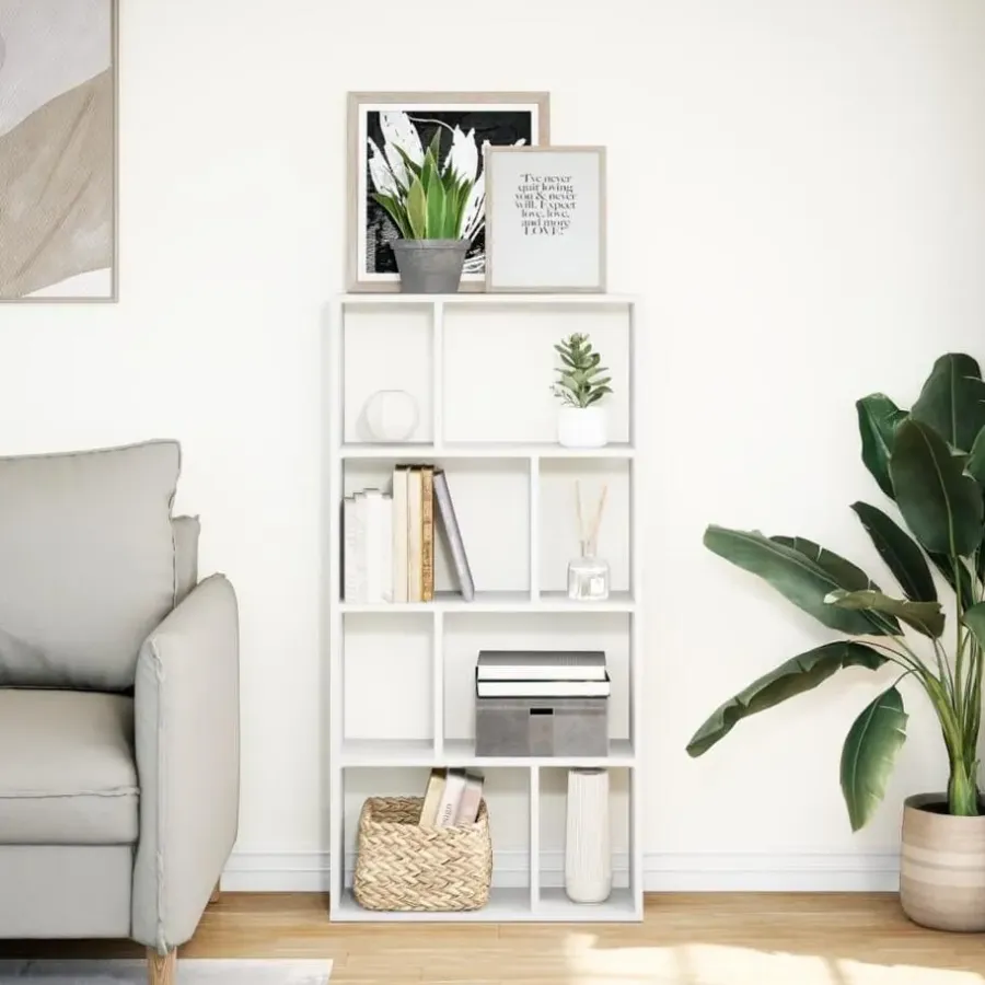 Boekenkasten|Boekenkasten-vidaXL - 4-laags Boekenkast voor woonkamers - Wit - Hout - 60x20x120 cm