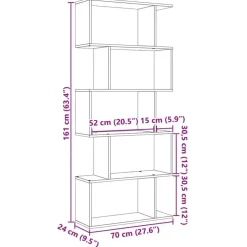 vidaXL - 5-laags Boekenkast voor woonkamers - Sonoma eiken - Hout - 70x24x161 cm