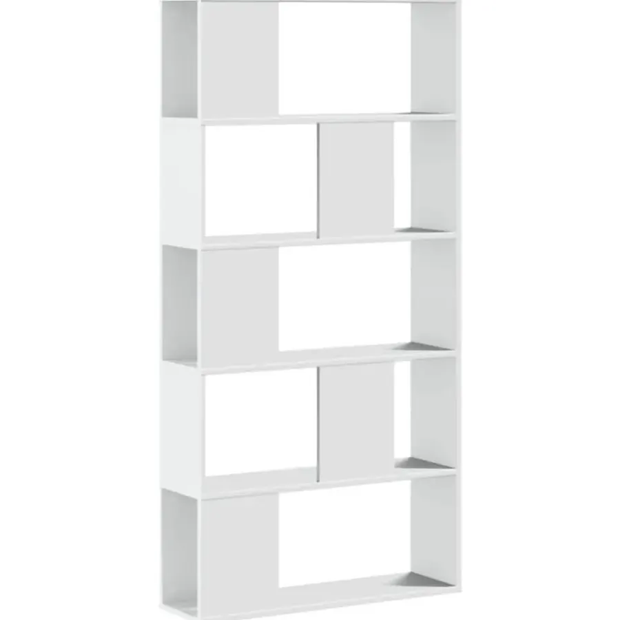 Boekenkasten|Boekenkasten-vidaXL - 5-laags Boekenkast - Wit - Bewerkt hout - 80.5x23.5x162.5 cm