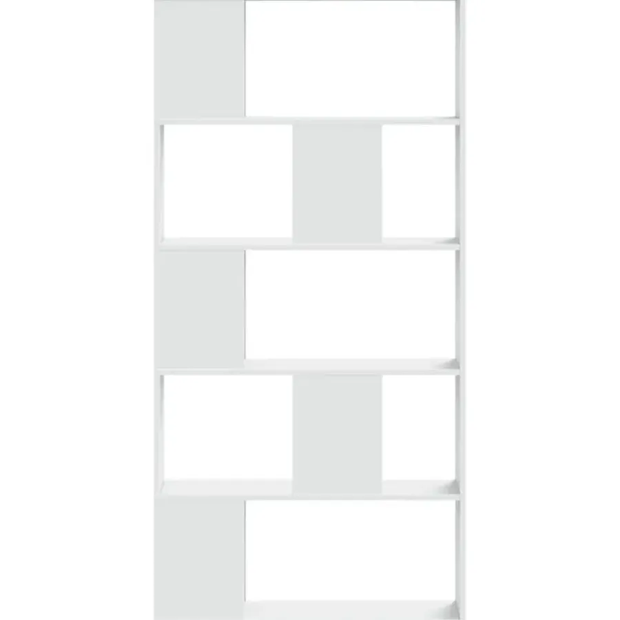 Boekenkasten|Boekenkasten-vidaXL - 5-laags Boekenkast - Wit - Bewerkt hout - 80.5x23.5x162.5 cm