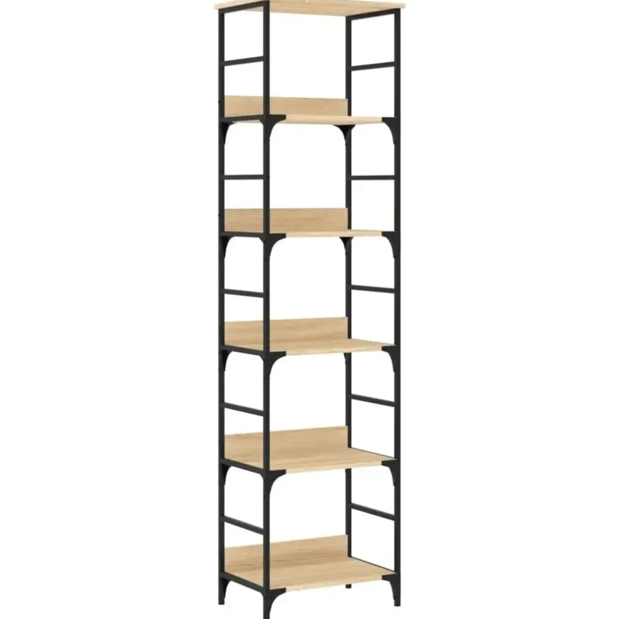 Boekenkasten|Boekenkasten-vidaXL - 5-laags Boekenkast - Sonoma eiken - Bewerkt hout - 50x33x188.5 cm