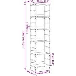 Boekenkasten|Boekenkasten-vidaXL - 5-laags Boekenkast - Sonoma eiken - Bewerkt hout - 50x33x188.5 cm