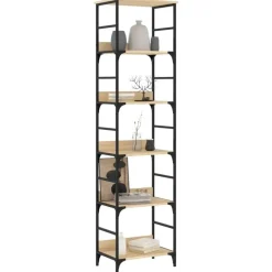 Boekenkasten|Boekenkasten-vidaXL - 5-laags Boekenkast - Sonoma eiken - Bewerkt hout - 50x33x188.5 cm
