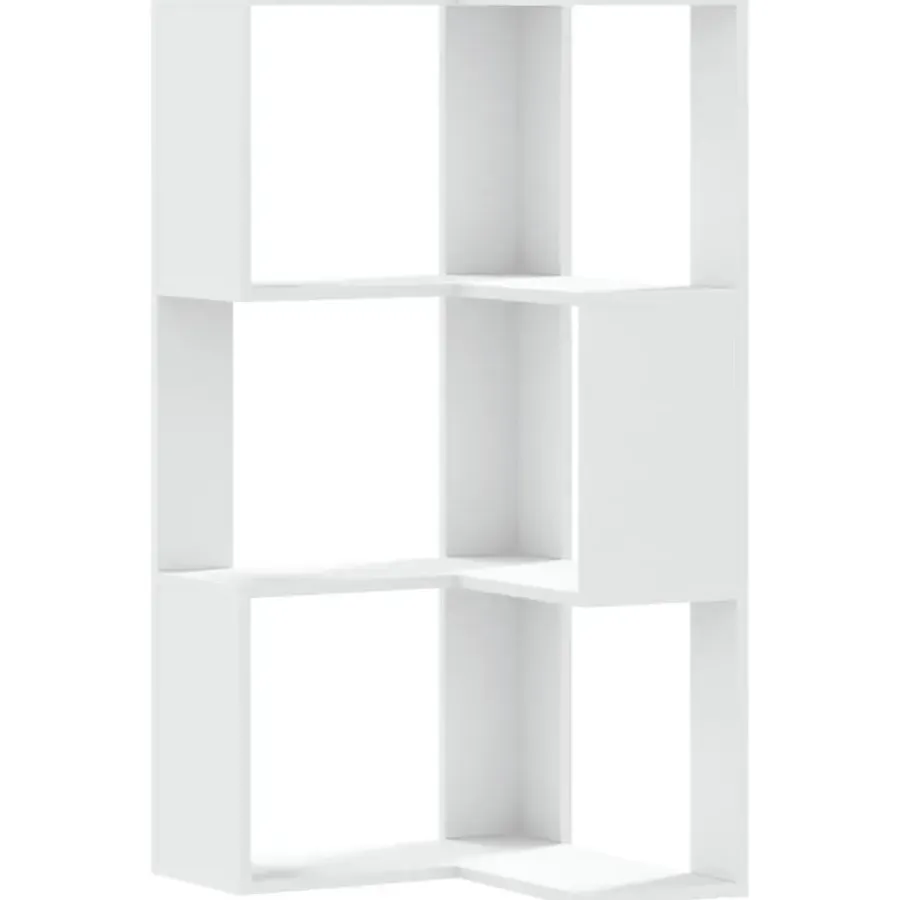 Boekenkasten|Boekenkasten-vidaXL - 3-laags Hoekboekenkast - Wit - Bewerkt hout - 50x50x102 cm