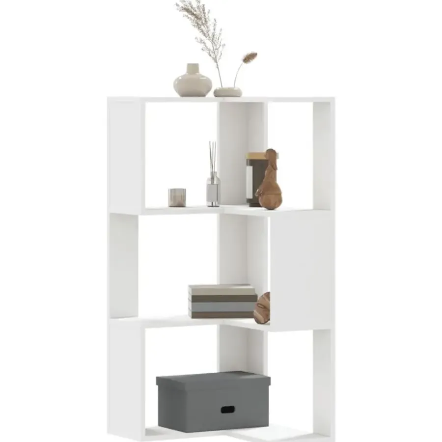 Boekenkasten|Boekenkasten-vidaXL - 3-laags Hoekboekenkast - Wit - Bewerkt hout - 50x50x102 cm