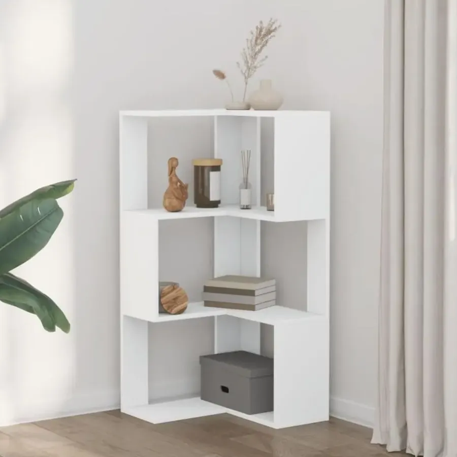 Boekenkasten|Boekenkasten-vidaXL - 3-laags Hoekboekenkast - Wit - Bewerkt hout - 50x50x102 cm