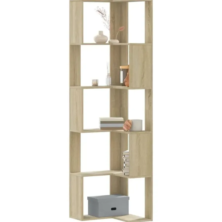 Boekenkasten|Boekenkasten-vidaXL - 5-laags Hoekboekenkast - Sonoma eiken - Bewerkt hout - 50x50x179 cm