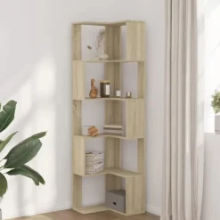 Boekenkasten|Boekenkasten-vidaXL - 5-laags Hoekboekenkast - Sonoma eiken - Bewerkt hout - 50x50x179 cm
