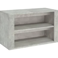 Schoenenkasten-vidaXL - 2-laags Schoenenkast 6 paar - Betongrijs - Bewerkt hout - 75x35x45 cm