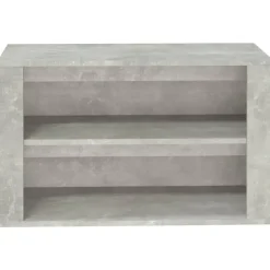 Schoenenkasten-vidaXL - 2-laags Schoenenkast 6 paar - Betongrijs - Bewerkt hout - 75x35x45 cm