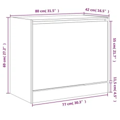 vidaXL - 3-laags Schoenenkast met 1 klep - Zwart - Bewerkt hout - 80x42x69 cm