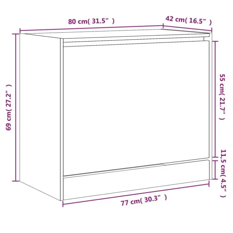 vidaXL - 3-laags Schoenenkast met 1 klep - Zwart - Bewerkt hout - 80x42x69 cm