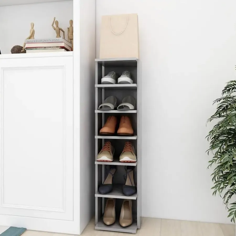 vidaXL - 6-laags Schoenenkast 6 paar - Betongrijs - Hout - 27.5x27x102 cm