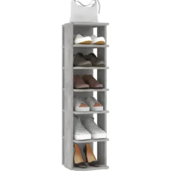 vidaXL - 6-laags Schoenenkast 6 paar - Betongrijs - Hout - 27.5x27x102 cm