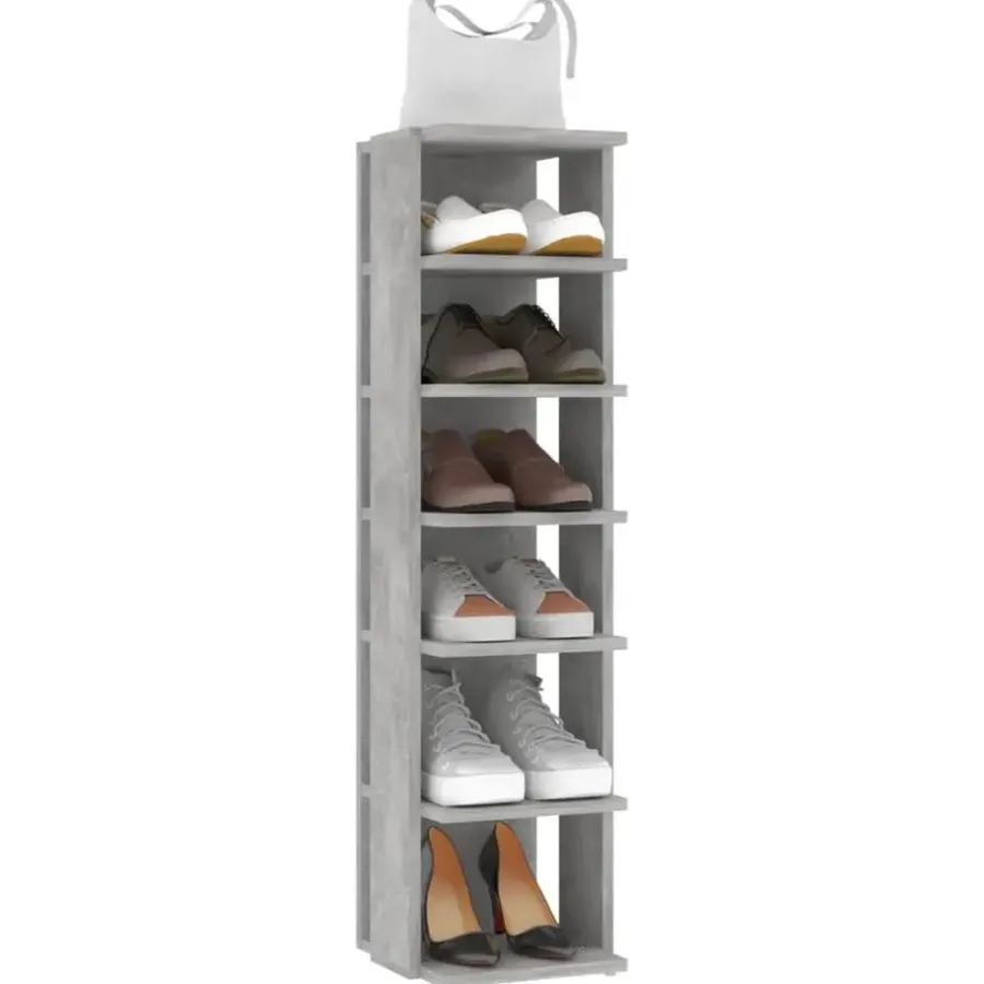 vidaXL - 6-laags Schoenenkast 6 paar - Betongrijs - Hout - 27.5x27x102 cm