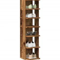 Schoenenkasten-vidaXL - 6-laags Schoenenkast 6 paar - Oud hout - 28x27x102 cm