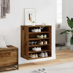 Schoenenkasten-vidaXL - 5-laags Schoenenkast 10 paar - Oud hout - 60x35x70 cm