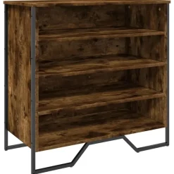 Schoenenkasten-vidaXL - 4-laags Schoenenkast 12 paar - Gerookt eiken - Hout - 80x38x78 cm
