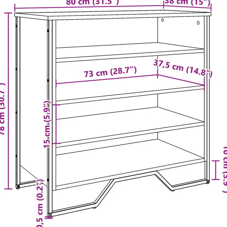 Schoenenkasten-vidaXL - 4-laags Schoenenkast 12 paar - Gerookt eiken - Hout - 80x38x78 cm
