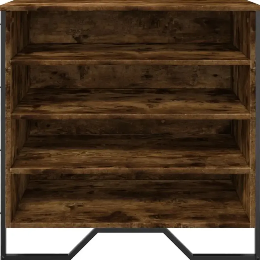 Schoenenkasten-vidaXL - 4-laags Schoenenkast 12 paar - Gerookt eiken - Hout - 80x38x78 cm