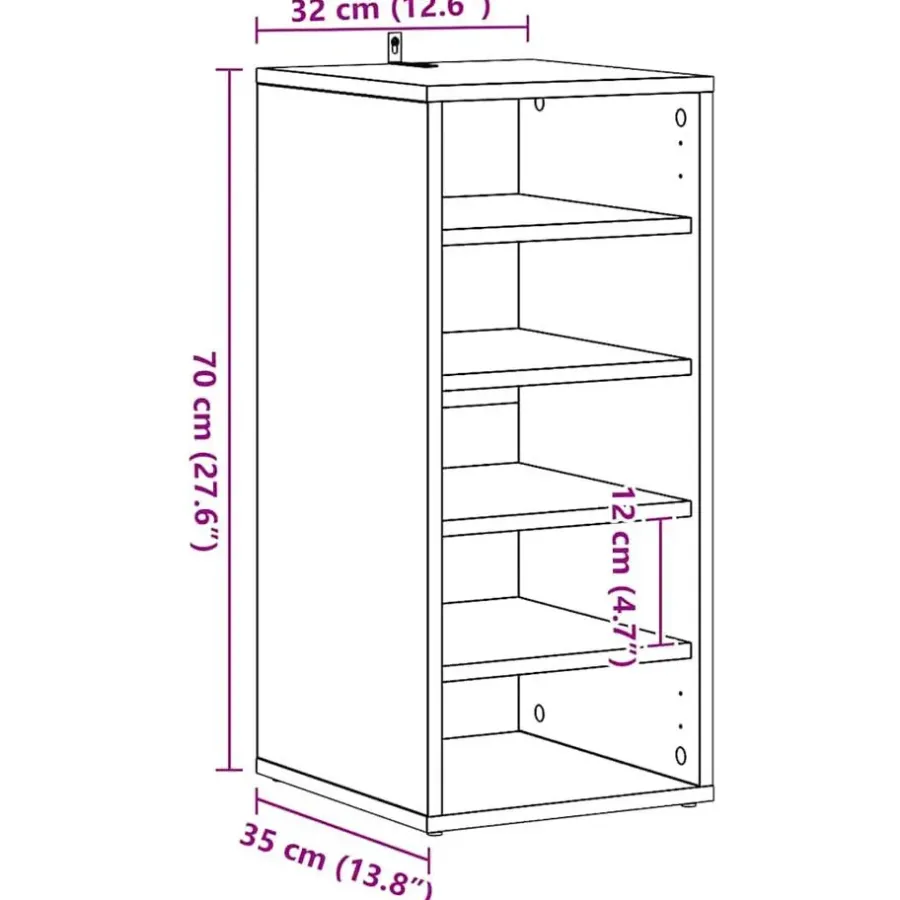 vidaXL - 5-laags Wandschoenenkast 5 paar - Zwart - Bewerkt hout - 31.5x35x70 cm