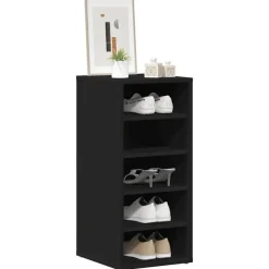 vidaXL - 5-laags Wandschoenenkast 5 paar - Zwart - Bewerkt hout - 31.5x35x70 cm