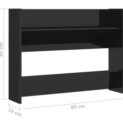 Schoenenkasten-vidaXL - 2-laags Wandshoenenkasten 6 paar - Zwart - 80x18x60 cm - Set van 2