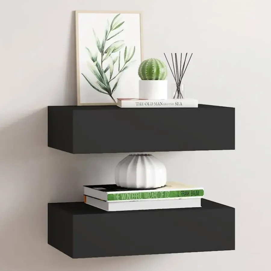 Wandrekken-vidaXL - Ladeschap - Zwart - MDF