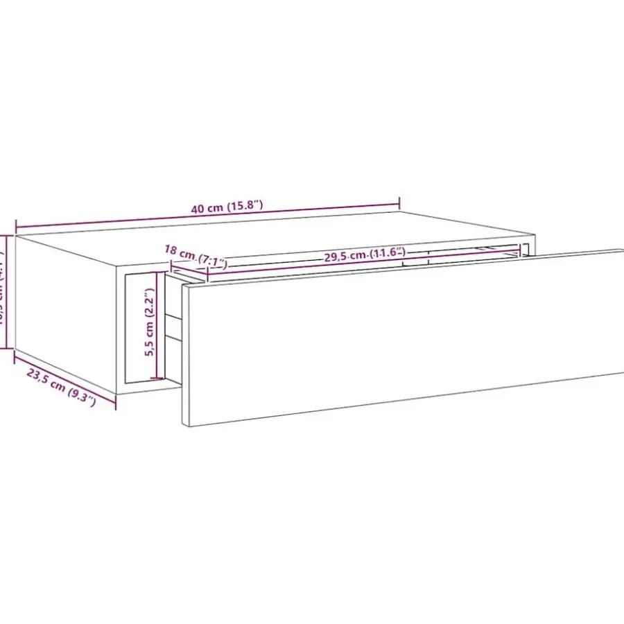 Wandrekken-vidaXL - Ladeschap - Zwart - MDF